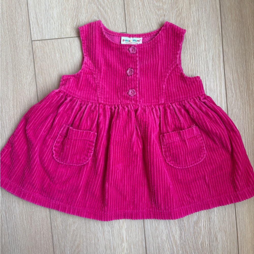 Vintage ‘Please Mum’ Pink Corduroy Kids Dress